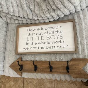 Framed 'Little Boys' Wall Sign - Gray & Wood